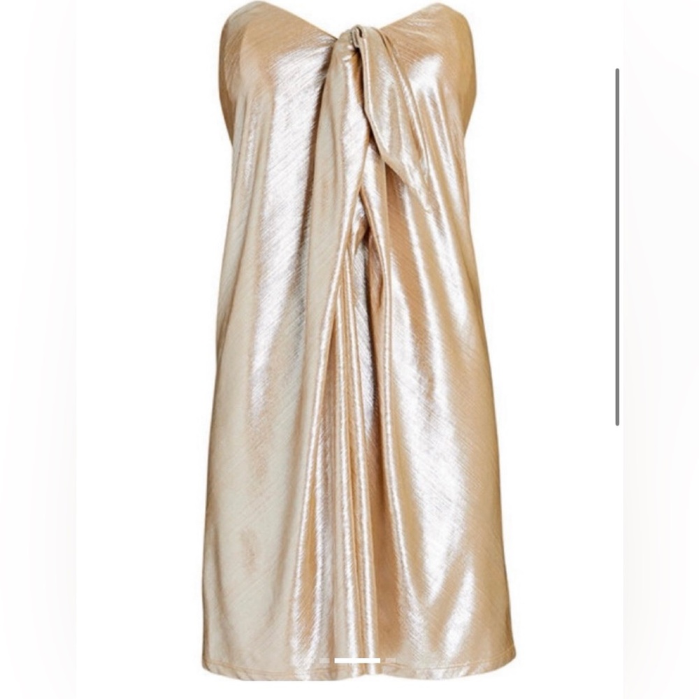 Caroline Constas Metallic Strapless Dress
